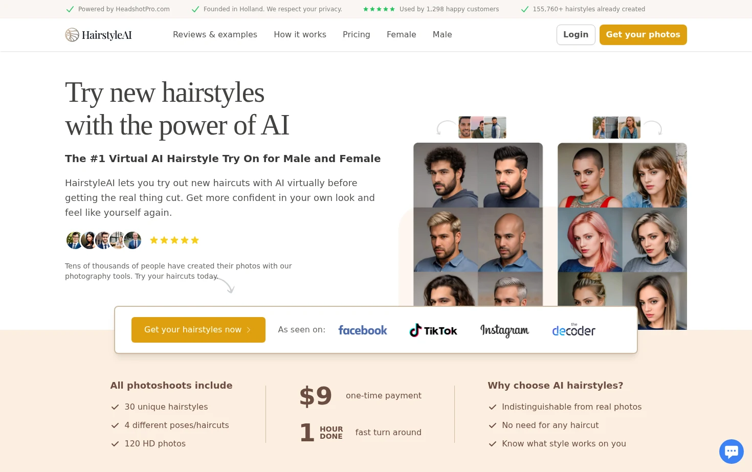 Hairstyle AI 页面快照